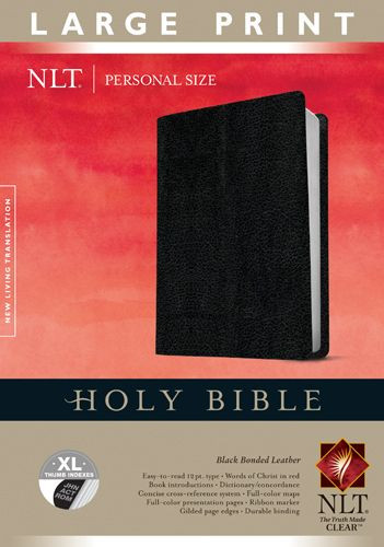 Holy Bible NLT, Personal Size Large Print edition (Red Letter, Bonded Leather, Black, Indexed) - Bonded Leather Black With thumb index and ribbon marker(s)