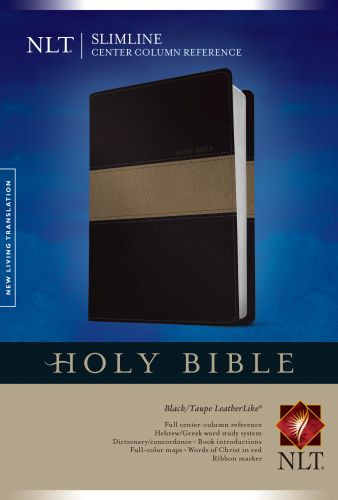 Slimline Center Column Reference Bible NLT, TuTone (LeatherLike, Black/Taupe, Red Letter) - LeatherLike Taupe With ribbon marker(s)