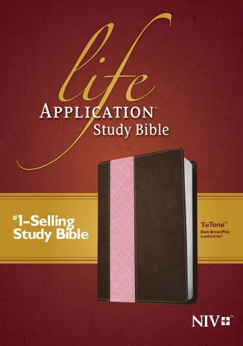 NIV Life Application Study Bible, Second Edition, TuTone (Red Letter, LeatherLike, Dark Brown/Pink) - LeatherLike Dark Brown/Multicolor/Pink With ribbon marker(s)