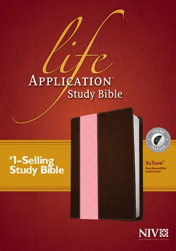 NIV Life Application Study Bible, Second Edition, TuTone (Red Letter, LeatherLike, Dark Brown/Pink, Indexed) - LeatherLike Dark Brown/Multicolor/Pink With thumb index and ribbon marker(s)