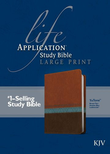 KJV Life Application Study Bible, Second Edition, Large Print (Red Letter, LeatherLike, Blue/Brown/Tan) - LeatherLike Blue/Brown/Multicolor/Tan With ribbon marker(s)