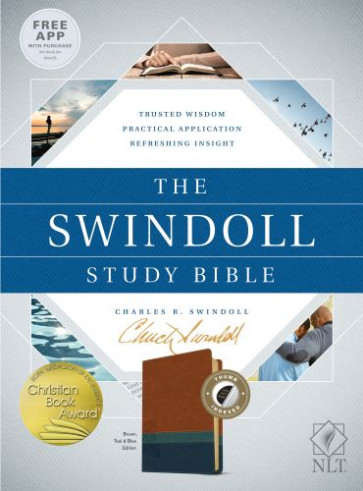 Swindoll Study Bible NLT, TuTone (LeatherLike, Brown/Teal/Blue, Indexed) - Imitation Leather Teal With thumb index and ribbon marker(s)