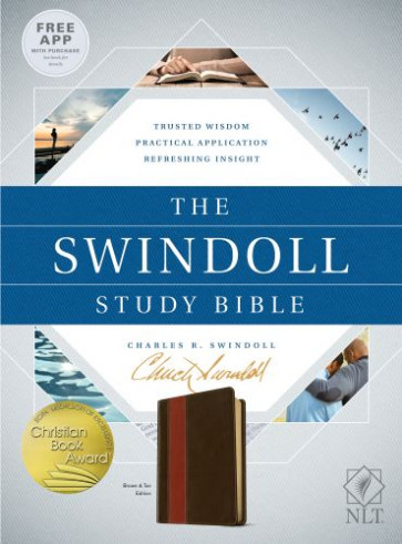 Swindoll Study Bible NLT, TuTone (LeatherLike, Brown/Tan) - LeatherLike With ribbon marker(s)