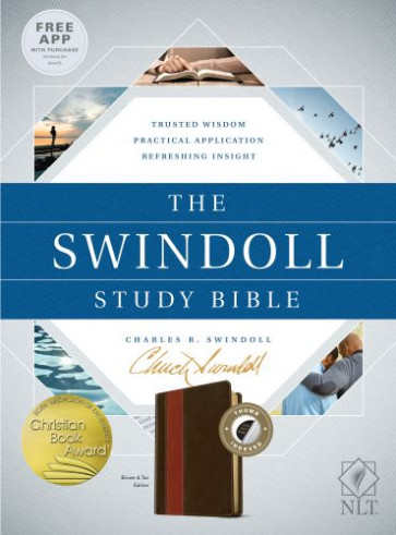 Swindoll Study Bible NLT, TuTone (LeatherLike, Brown/Tan, Indexed) - LeatherLike With thumb index and ribbon marker(s)