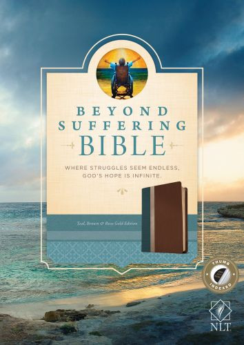 Beyond Suffering Bible NLT, TuTone (LeatherLike, Teal/Brown/Rose Gold, Indexed) - LeatherLike Brown/Rose Gold/Multicolor/Teal With thumb index and ribbon marker(s)