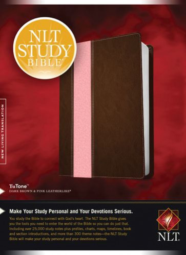 NLT Study Bible, TuTone (Red Letter, LeatherLike, Dark Brown/Pink) - LeatherLike Dark Brown/Pink With ribbon marker(s)