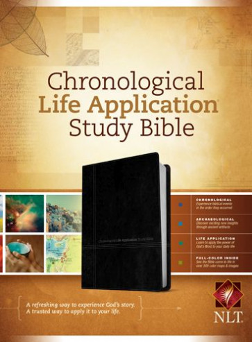NLT Chronological Life Application Study Bible, TuTone  - LeatherLike Black/Onyx With ribbon marker(s)