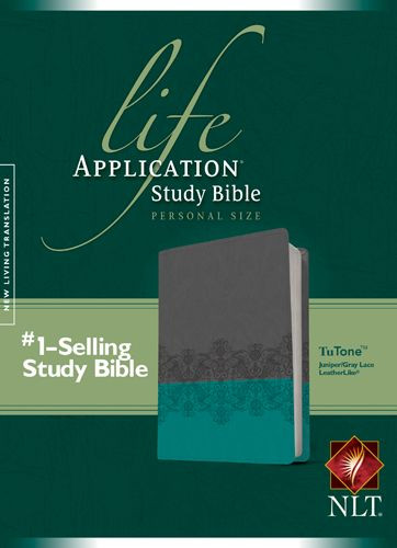 NLT Life Application Study Bible, Second Edition, Personal Size  - LeatherLike Juniper/Gray Lace With ribbon marker(s)