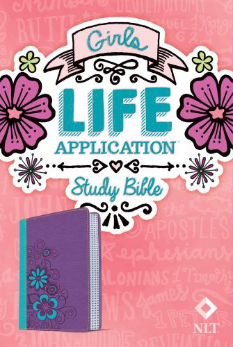 NLT Girls Life Application Study Bible, TuTone (LeatherLike, Purple/Teal) - LeatherLike Purple/Teal Flower/Teal With ribbon marker(s)