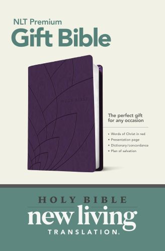 Premium Gift Bible NLT (LeatherLike, Purple Petals, Red Letter) - LeatherLike Purple Petals