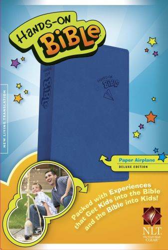 Hands-On Bible NLT (LeatherLike, Blue) - LeatherLike Paper Airplane With ribbon marker(s)