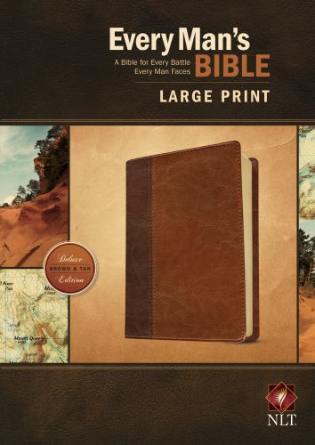 Every Man's Bible NLT, Large Print, TuTone (LeatherLike, Brown/Tan) - LeatherLike With ribbon marker(s)