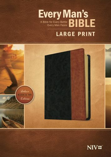Every Man's Bible NIV, Large Print, TuTone (LeatherLike, Black/Tan) - LeatherLike With ribbon marker(s)