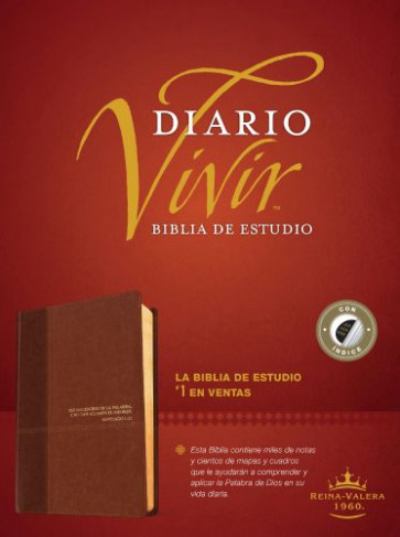 Biblia de estudio del diario vivir RVR60 (SentiPiel, Café/Café claro, Índice, Letra Roja) - LeatherLike With thumb index and ribbon marker(s)