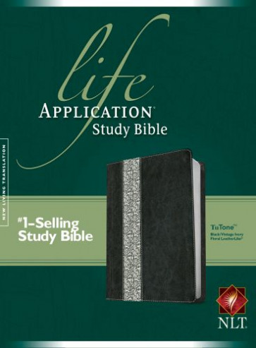 NLT Life Application Study Bible, Second Edition, TuTone (Red Letter, LeatherLike, Black/Vintage Ivory Floral) - LeatherLike Black/Vintage Ivory Floral/Multicolor With ribbon marker(s)