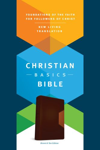 Christian Basics Bible NLT, TuTone  - LeatherLike Brown/Tan With ribbon marker(s)