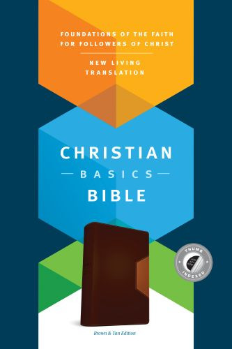 Christian Basics Bible NLT, TuTone  - LeatherLike Brown/Tan With thumb index and ribbon marker(s)