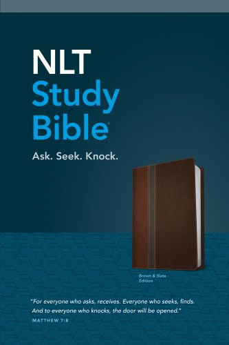 NLT Study Bible, TuTone (LeatherLike, Brown/Slate, Red Letter) - LeatherLike Slate With ribbon marker(s)