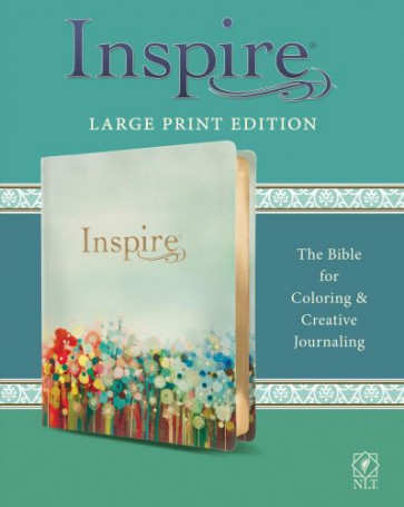 Inspire Bible Large Print NLT (LeatherLike, Floral Fields with Gold) - Shimmery LeatherLike Floral Fields with Gold Imitation Leather With ribbon marker(s)