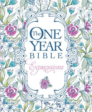 One Year Bible Expressions NLT (Softcover, Blue Flowers) - Softcover Blue Flowers