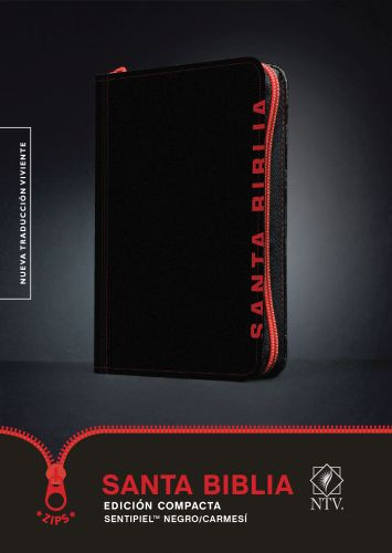 Santa Biblia NTV, Edición compacta (SentiPiel, Negro/Carmesí) - LeatherLike Hot Pink/Crimson With zip fastener
