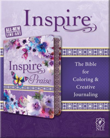 Inspire PRAISE Bible NLT (LeatherLike, Purple Garden) - Silky LeatherLike Purple Garden Imitation Leather Flexible plastic/vinyl cover