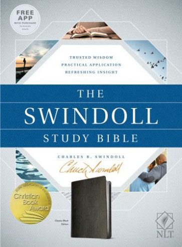 Swindoll Study Bible NLT (LeatherLike, Black) - LeatherLike With ribbon marker(s)