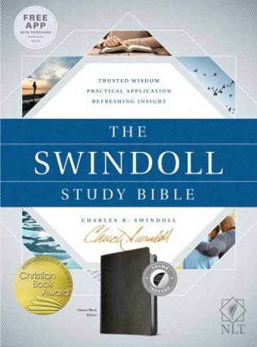 Swindoll Study Bible NLT (LeatherLike, Black, Indexed) - LeatherLike With thumb index and ribbon marker(s)