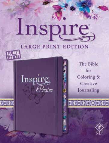 Inspire PRAISE Bible Large Print NLT (Hardcover LeatherLike, Purple) - Hardcover With ribbon marker(s) Wide margin