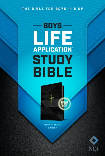 NLT Boys Life Application Study Bible, TuTone (LeatherLike, Neon/Black) - LeatherLike Neon/Black With ribbon marker(s)