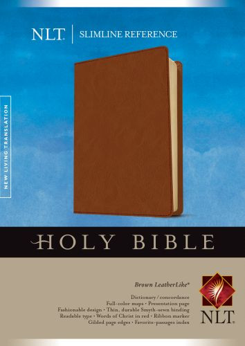 Slimline Reference Bible NLT (LeatherLike, Brown) - LeatherLike Brown With ribbon marker(s)