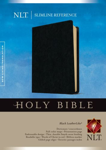 Slimline Reference Bible NLT (LeatherLike, Black) - LeatherLike Black With ribbon marker(s)