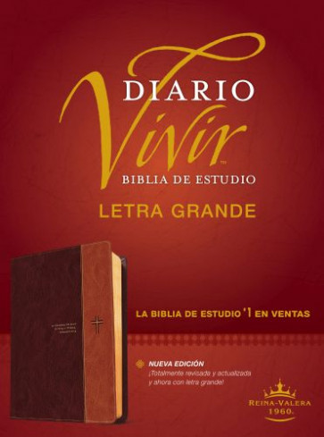 Biblia de estudio del diario vivir RVR60, letra grande (SentiPiel, Café/Café claro, Letra Roja) - LeatherLike With ribbon marker(s)