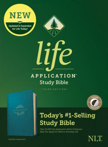 NLT Life Application Study Bible, Third Edition  - LeatherLike Teal Blue With thumb index and ribbon marker(s)