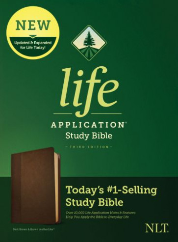 NLT Life Application Study Bible, Third Edition (LeatherLike, Dark Brown/Brown) - LeatherLike Dark Brown With ribbon marker(s)