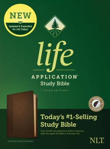 NLT Life Application Study Bible, Third Edition  - LeatherLike Brown/Dark Brown With thumb index and ribbon marker(s)