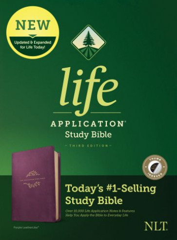 NLT Life Application Study Bible, Third Edition (LeatherLike, Purple, Indexed) - LeatherLike Purple With thumb index and ribbon marker(s)