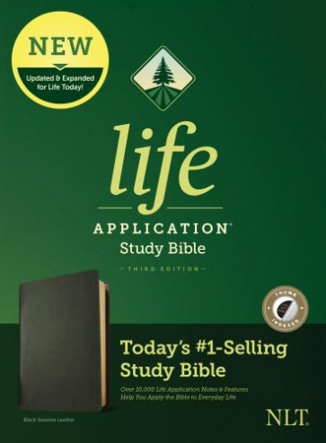 NLT Life Application Study Bible, Third Edition (Genuine Leather, Black, Indexed) - Genuine Leather Black With thumb index and ribbon marker(s)