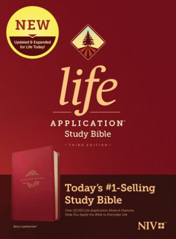 NIV Life Application Study Bible, Third Edition (LeatherLike, Berry) - LeatherLike Berry With ribbon marker(s)