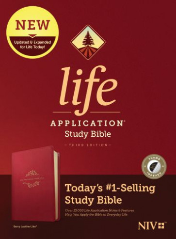 NIV Life Application Study Bible, Third Edition (LeatherLike, Berry, Indexed) - LeatherLike Berry With thumb index and ribbon marker(s)