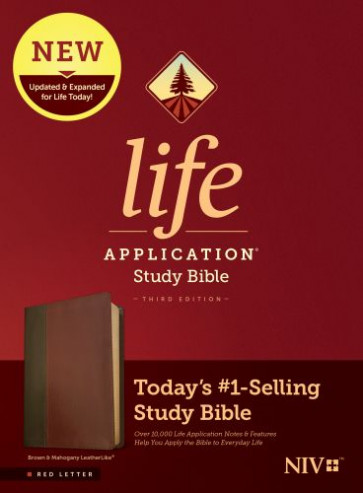 NIV Life Application Study Bible, Third Edition (LeatherLike, Brown/Mahogany, Red Letter) - LeatherLike Mahogany With ribbon marker(s)