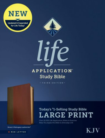 KJV Life Application Study Bible, Third Edition, Large Print (LeatherLike, Brown/Mahogany, Red Letter) - LeatherLike Mahogany With ribbon marker(s)