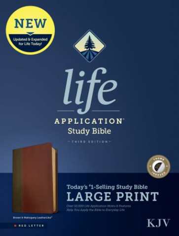 KJV Life Application Study Bible, Third Edition, Large Print (LeatherLike, Brown/Mahogany, Indexed, Red Letter) - Imitation Leather Mahogany With thumb index and ribbon marker(s)