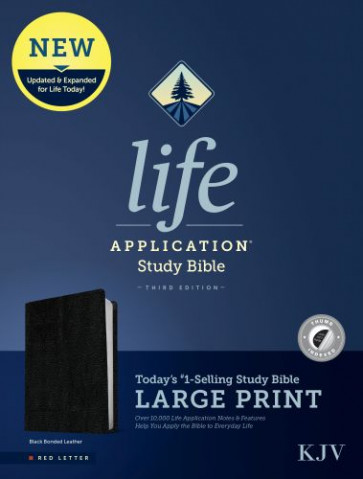 KJV Life Application Study Bible, Third Edition, Large Print (Bonded Leather, Black, Indexed, Red Letter) - Bonded Leather With thumb index and ribbon marker(s)