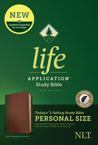 NLT Life Application Study Bible, Third Edition, Personal Size (LeatherLike, Brown/Mahogany, Indexed) - LeatherLike Mahogany With thumb index and ribbon marker(s)