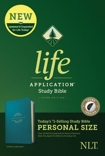 NLT Life Application Study Bible, Third Edition, Personal Size  - LeatherLike Teal Blue With thumb index and ribbon marker(s)