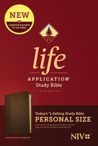 NIV Life Application Study Bible, Third Edition, Personal Size (LeatherLike, Dark Brown/Brown) - LeatherLike Dark Brown With ribbon marker(s)