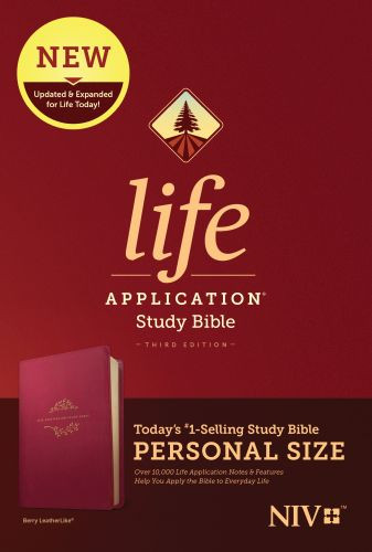 NIV Life Application Study Bible, Third Edition, Personal Size (LeatherLike, Berry) - LeatherLike With ribbon marker(s)