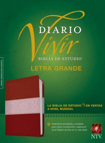 Biblia de estudio del diario vivir NTV, letra grande (SentiPiel, Vino tinto/Rosa, Letra Roja) - LeatherLike Burgundy/Rose With ribbon marker(s)