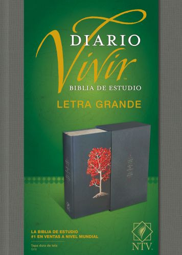 Biblia de estudio del diario vivir NTV, letra grande (Tapa dura de tela, Gris, Letra Roja) - Hardcover Gray With ribbon marker(s)